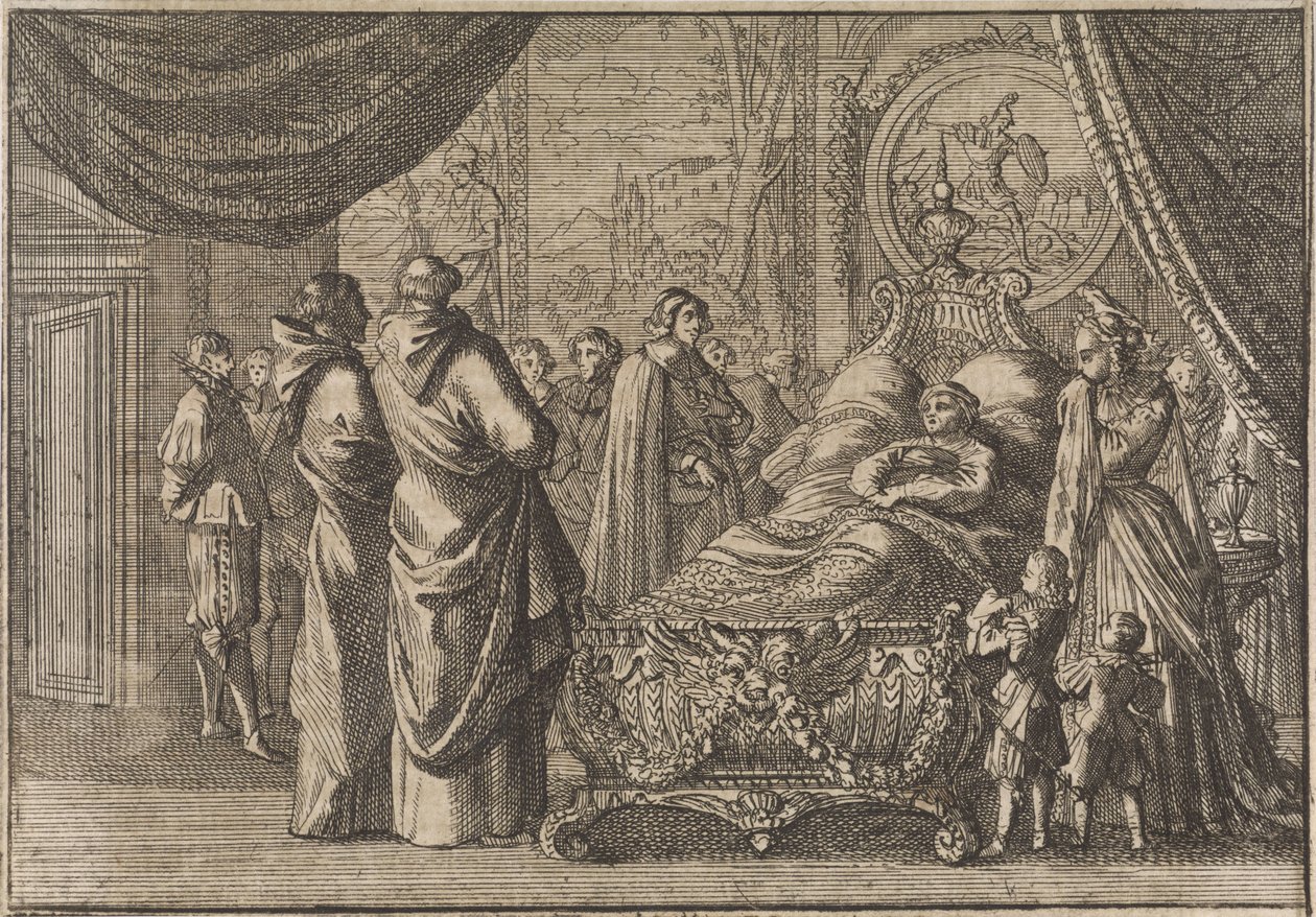 Letto di morte di Luigi XIII, 1643 da Caspar Luyken (attributed to)