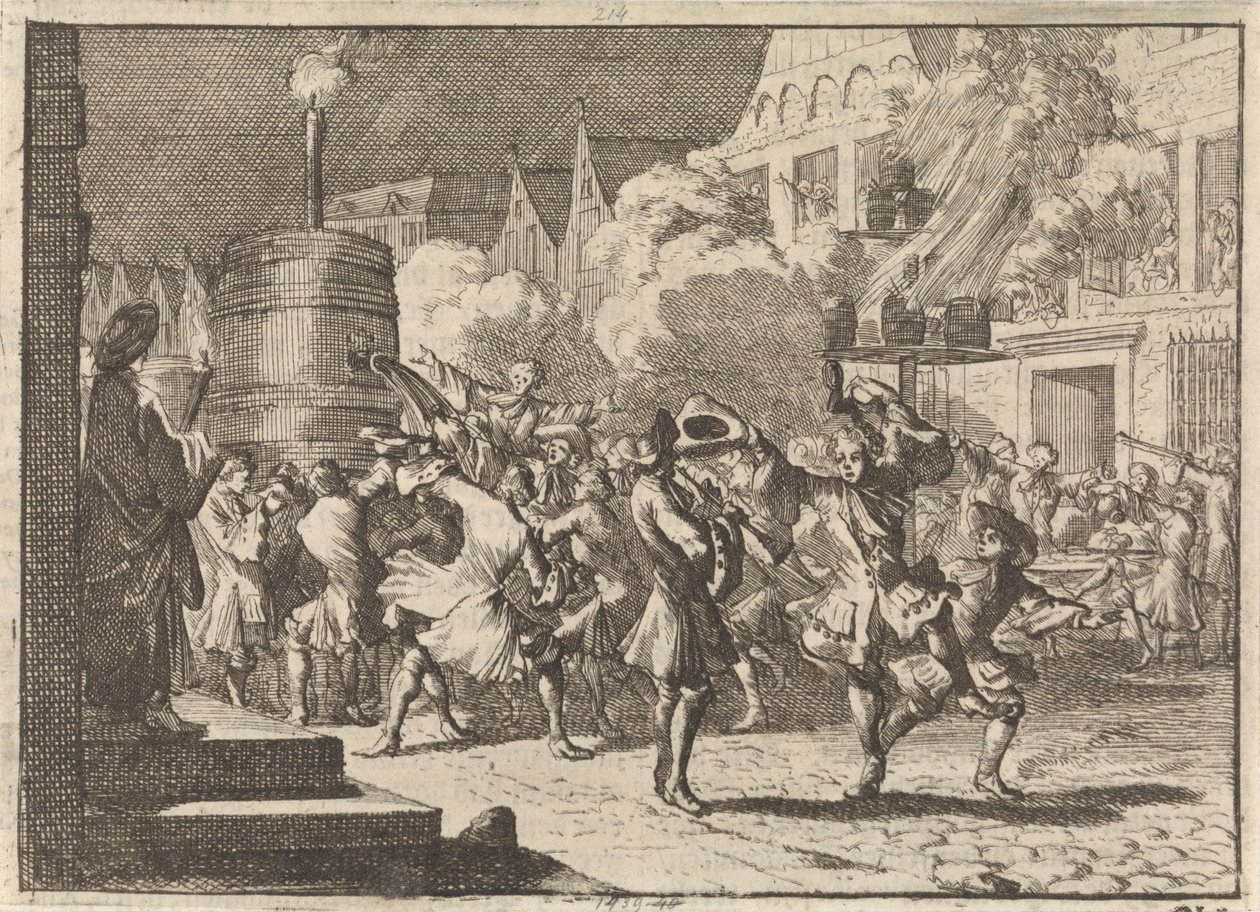 Gioia a Parigi per la falsa notizia della morte di Guglielmo III nella battaglia del Boyne, 1690 da Caspar Luyken