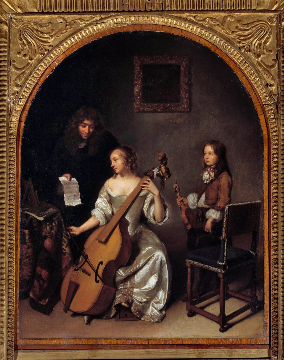 La lezione di viola da gamba da Caspar Netscher
