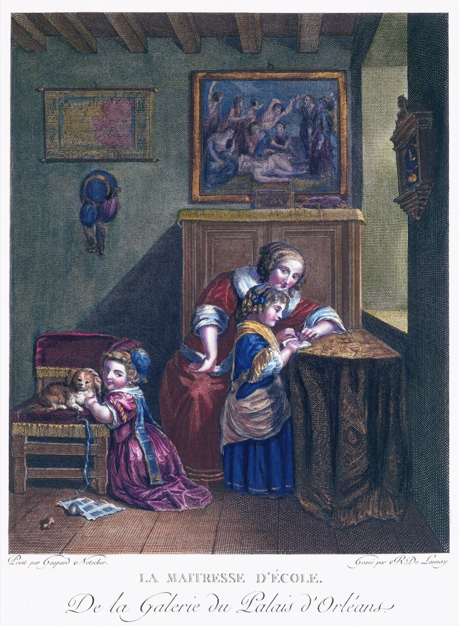 La maestra di scuola (inciso da R. Delaunay) da Caspar after Netscher