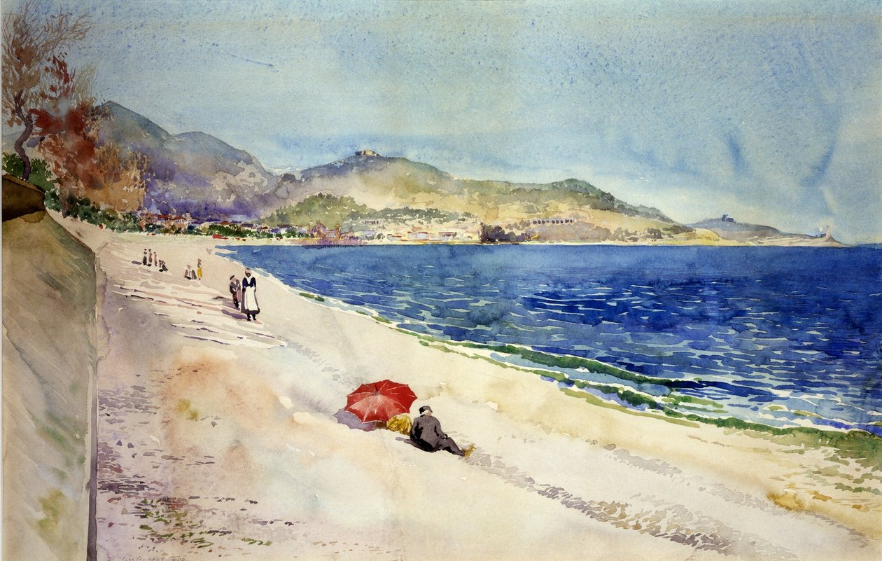 Sulla spiaggia sotto la Promenade des Anglais, Nizza, Francia da Cass Gilbert