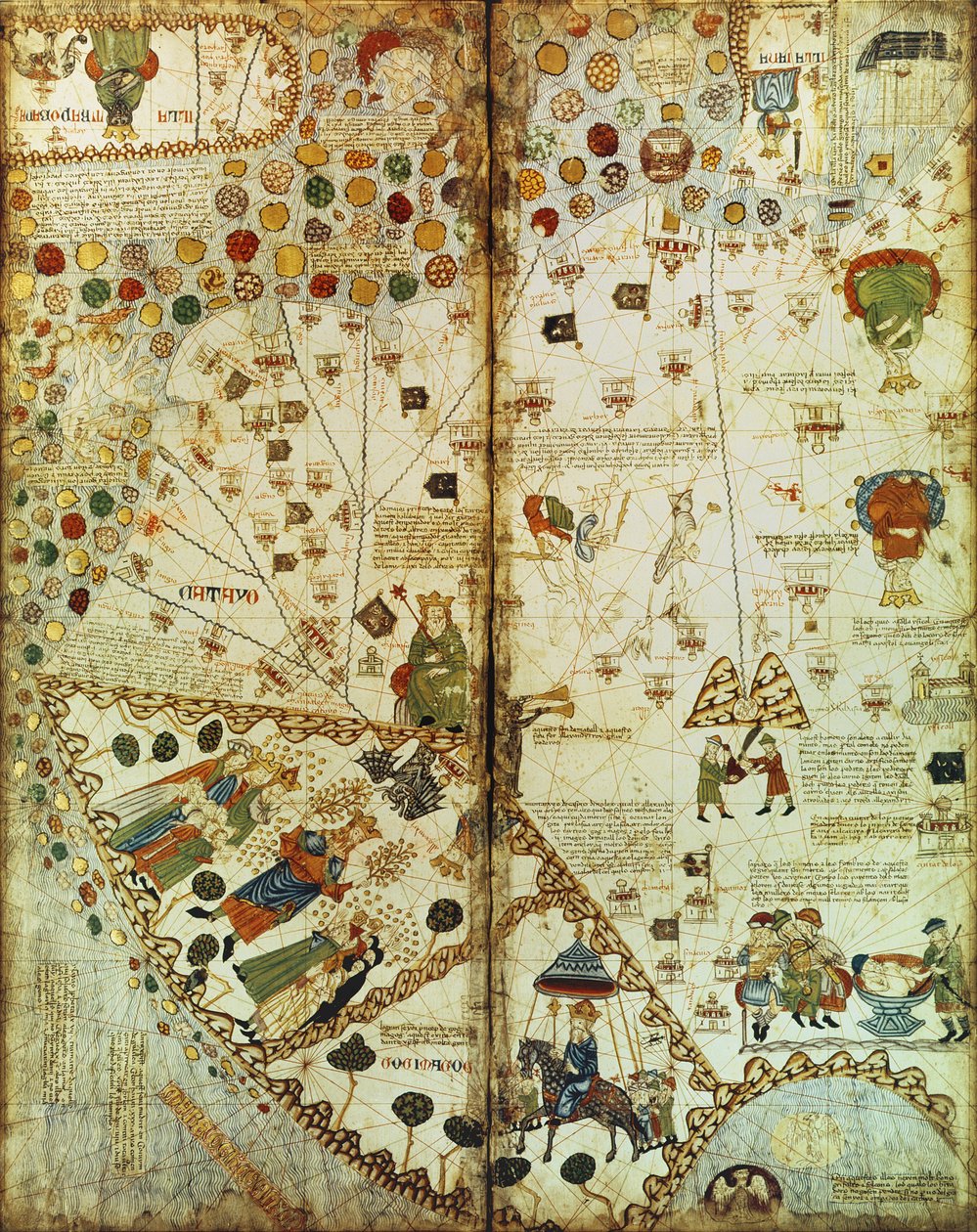 Dettaglio di una mappa del mondo catalano da Catalan School