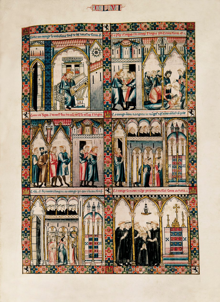 Miniature dedicate a Santa Maria e ai suoi miracoli, da Las Cantigas de Santa María (Canti di Santa Maria), Fol. 156 da Catalan School