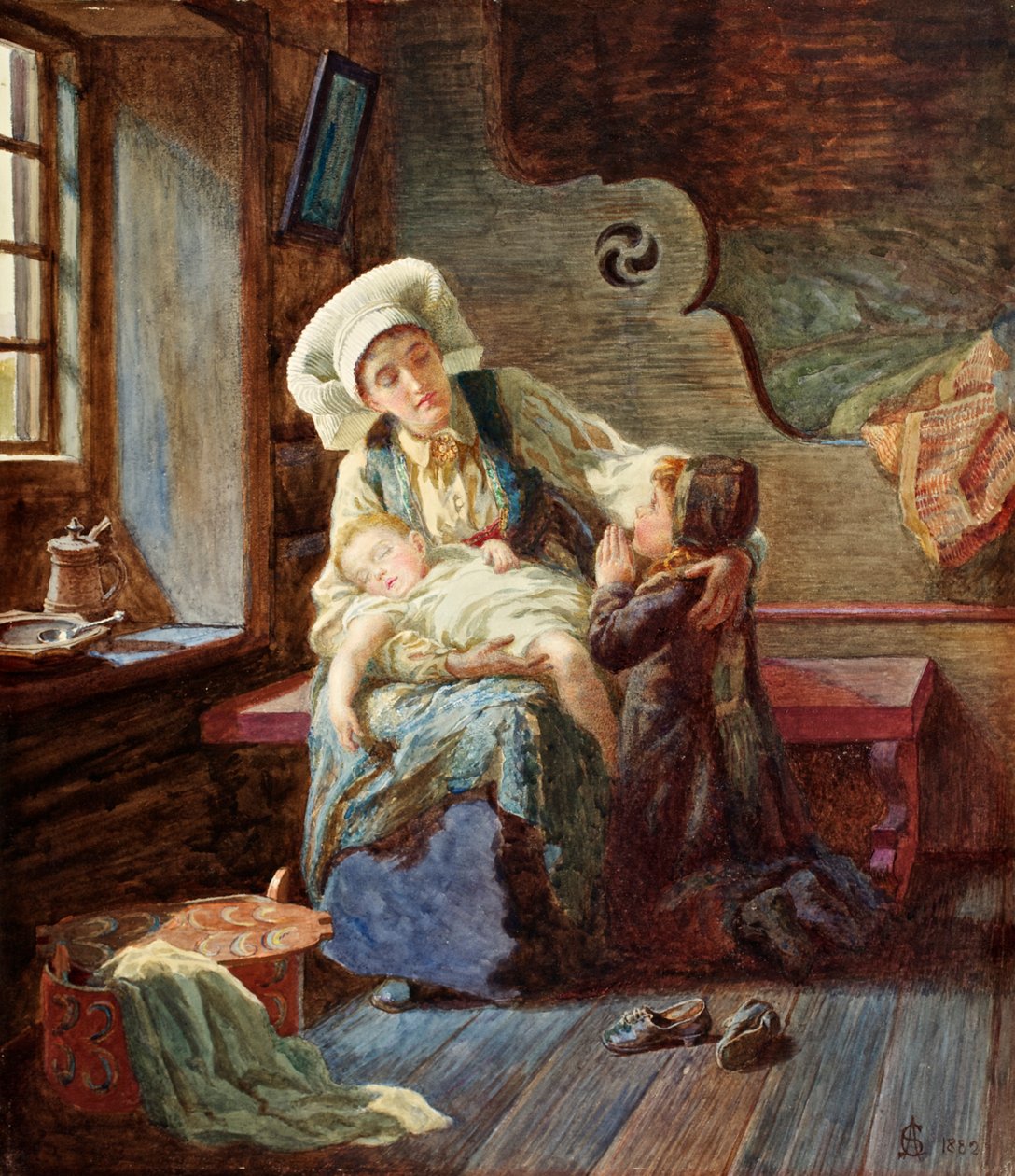 Sera in una casa norvegese, 1882 da Catharine Adelaide Sparkes