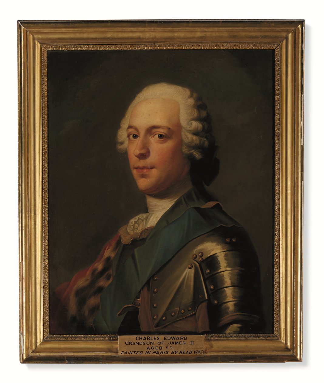 Principe Carlo Edoardo Stuart, in armatura, con fascia blu dell