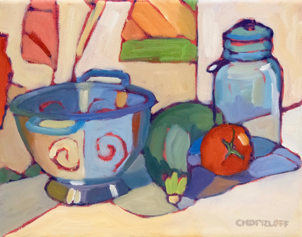 La nuova cucina vintage, 2024 (olio su tela) da Catherine J Martzloff