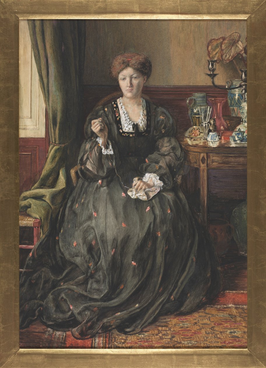 Pensando, Ritratto di Emma Madox Brown, c. 1870 da Catherine Nee Madox Brown Hueffer
