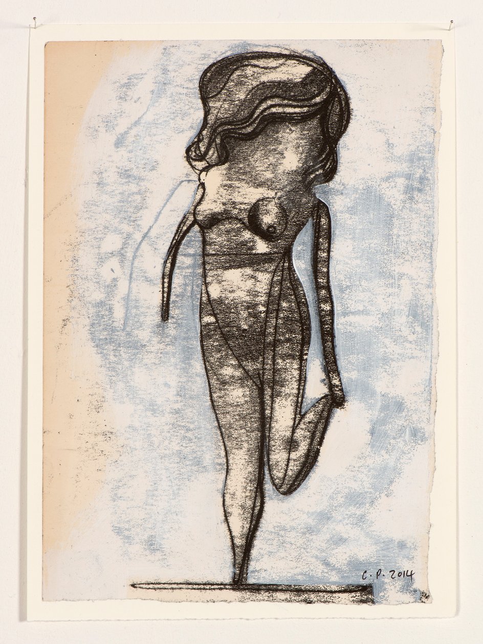 Bambola su una gamba sola, 2014 (monoprint e pittura acrilica) da Cathie Pilkington