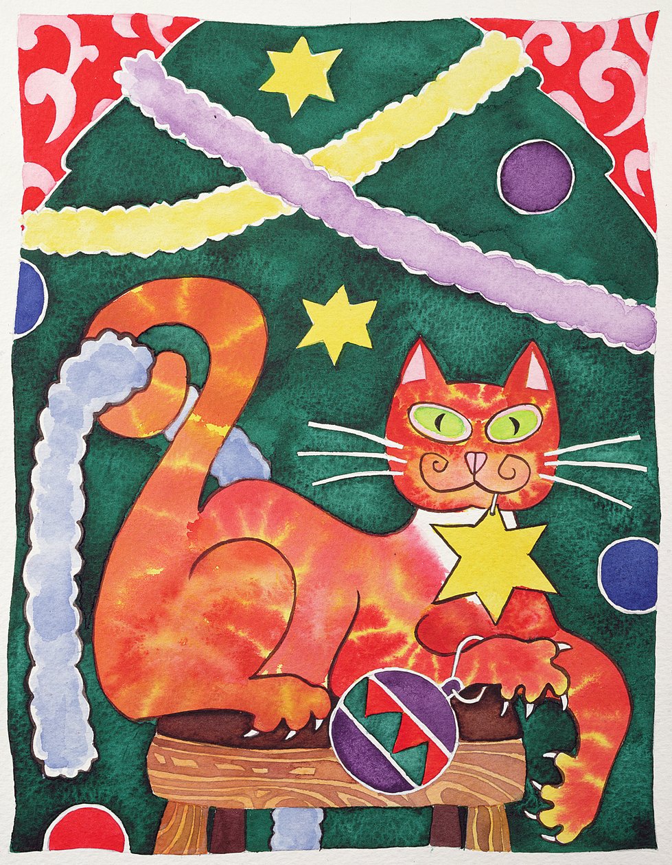 Gatto di Natale con decorazioni da Cathy Baxter