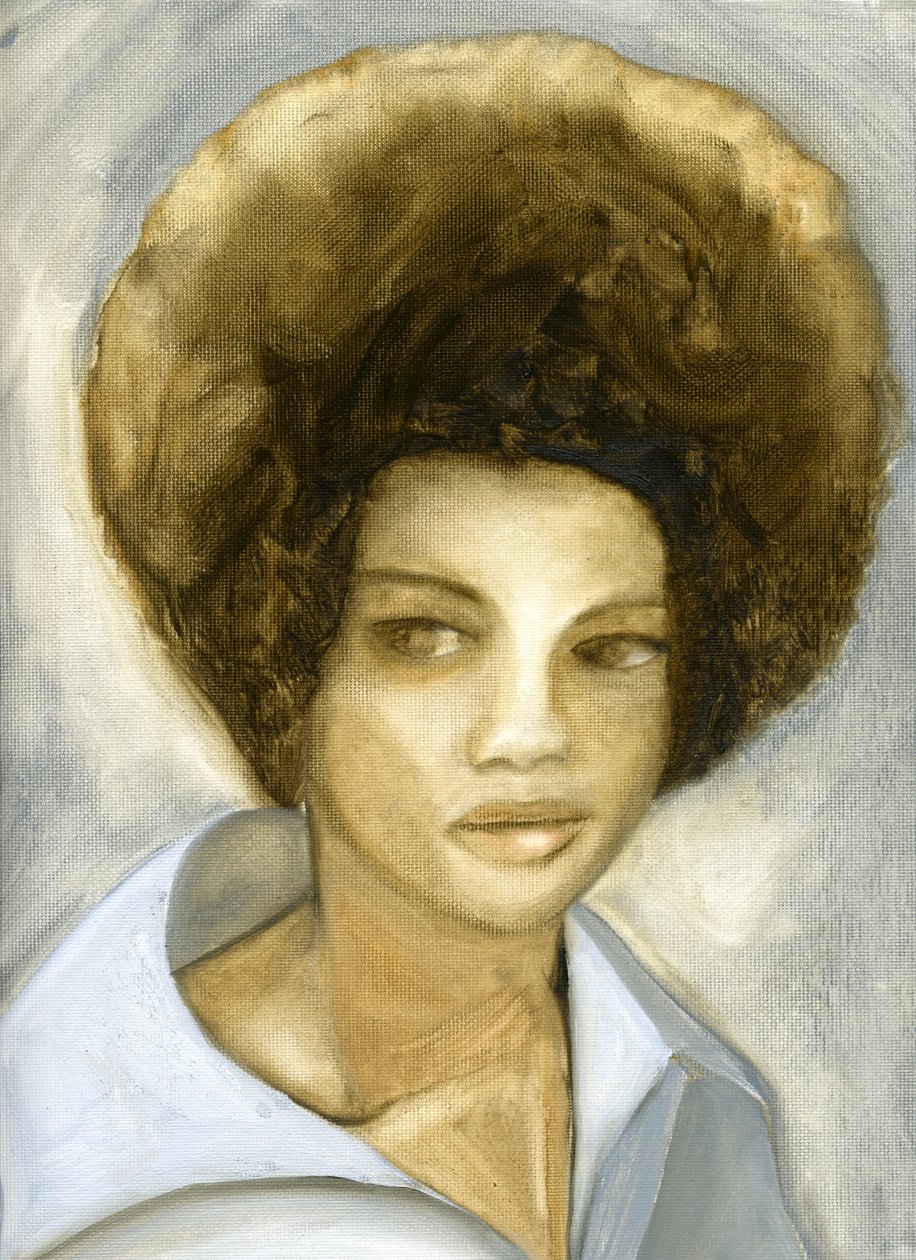 Afro 2 (Kathleen Cleaver), 2007 (olio su carta intelata) da Cathy Lomax