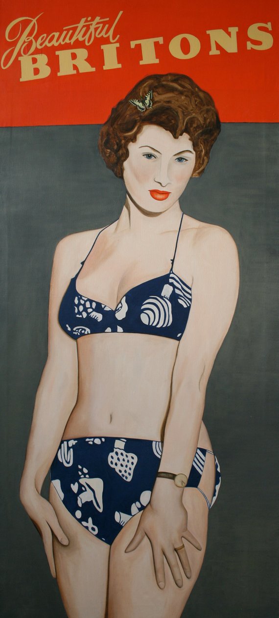 Beautiful Britons, 2007 (olio su lino) da Cathy Lomax