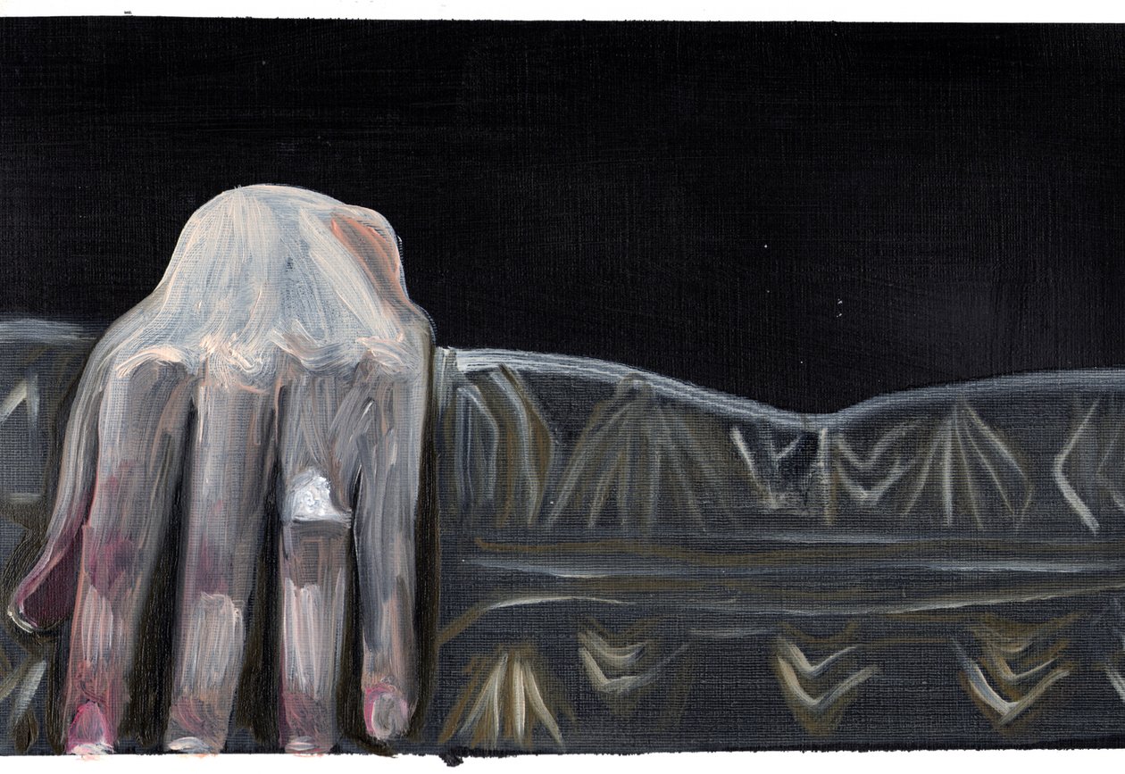 Film Diary #48 (18.05.13 Non riusciva a vedere chi fosse), 2015 (olio su carta) da Cathy Lomax