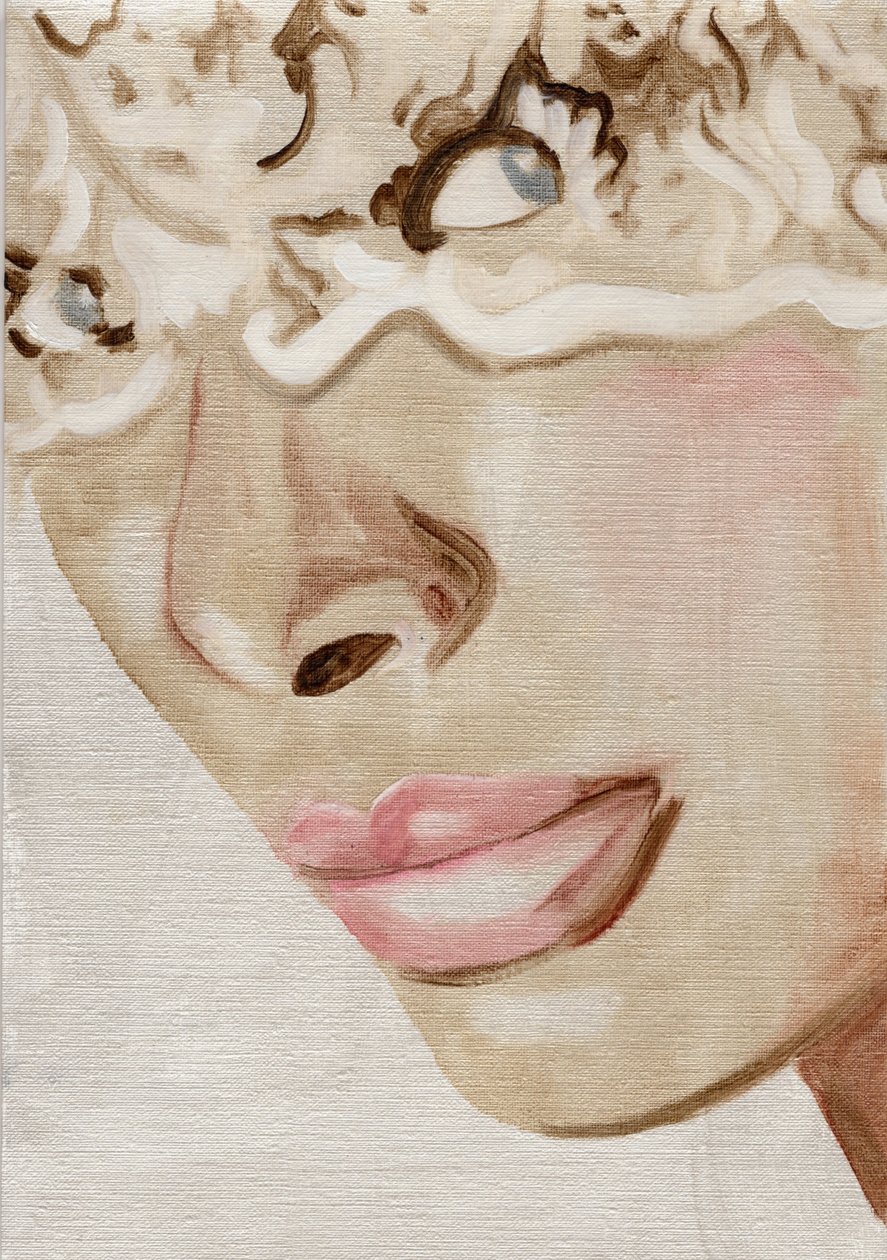 Lace Face, 2019 (olio e acrilico su carta) da Cathy Lomax