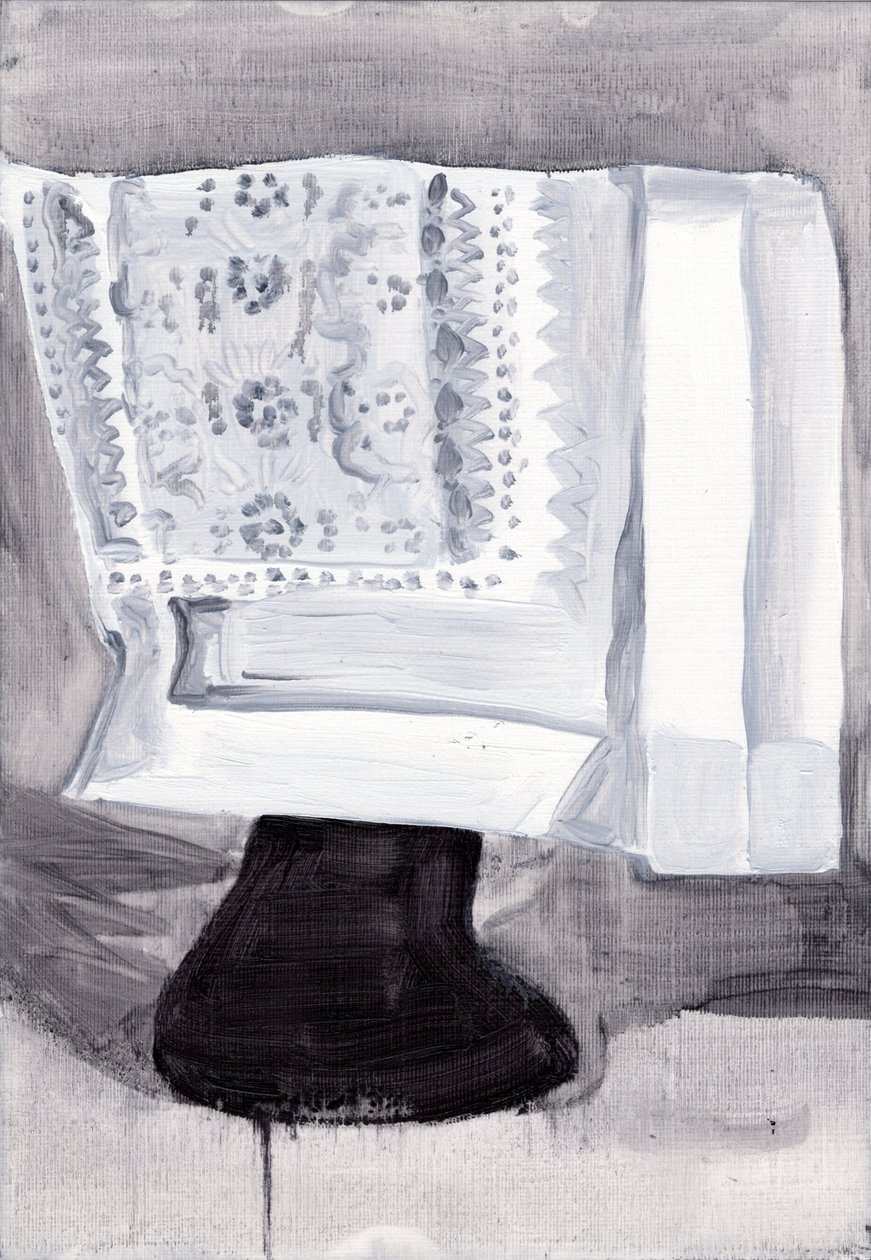 Obsfuscate, 2019 (olio su carta) da Cathy Lomax