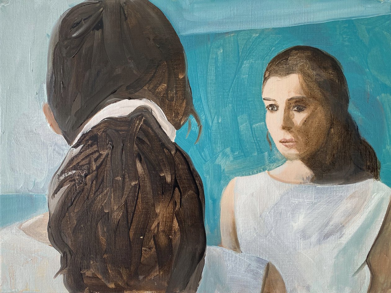 Autoesame, 2023 (olio su carta) da Cathy Lomax