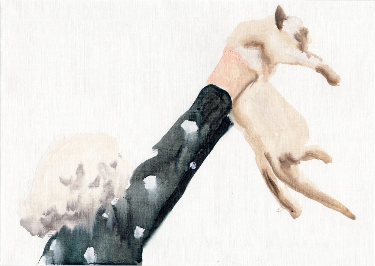 Hanno ripreso il gattino..., 2016 (olio su carta) da Cathy Lomax