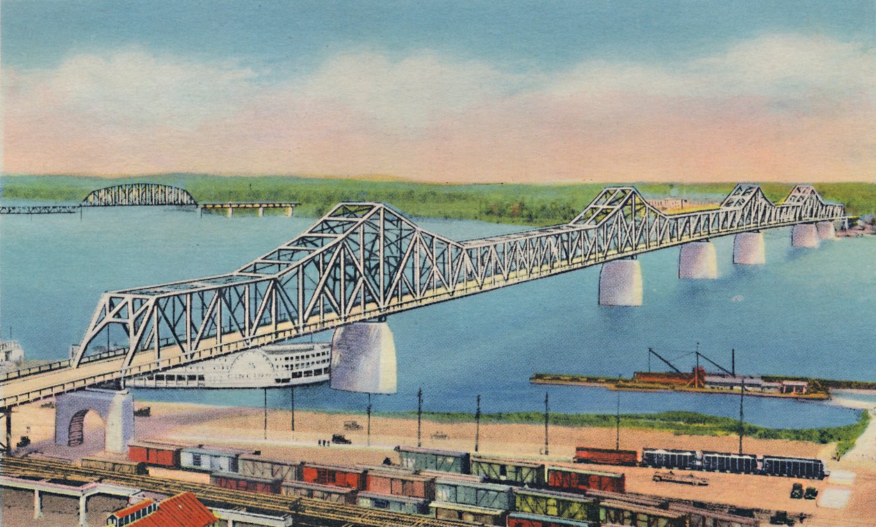 Ponte Municipale che collega Louisville, Ky, e Jeffersonville, Ind., 1942 da Caufield and Shook