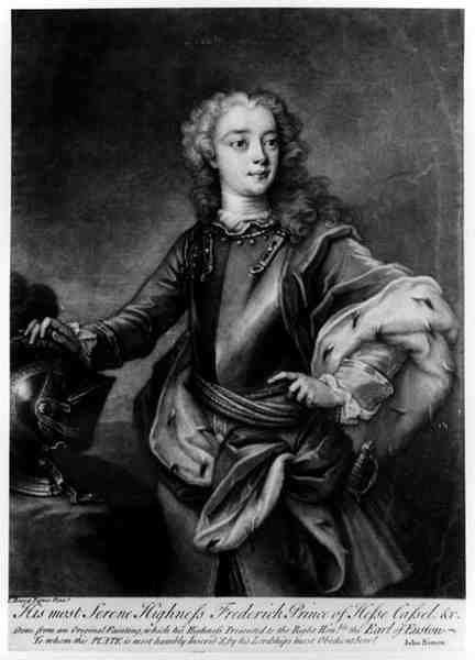 Ritratto di Federico II (1720-1785), Langravio di Assia-Kassel, inciso da John Simon (1675-1715) da Cavaliere Carlo Francesco Rusca