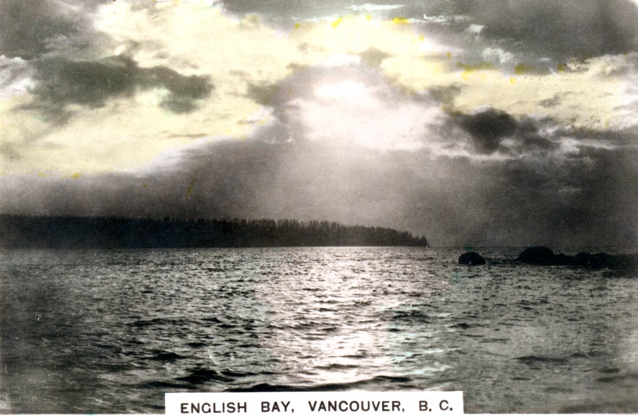 Tramonto su English Bay, Vancouver, British Columbia, Canada, c1920s da Cavenders Ltd