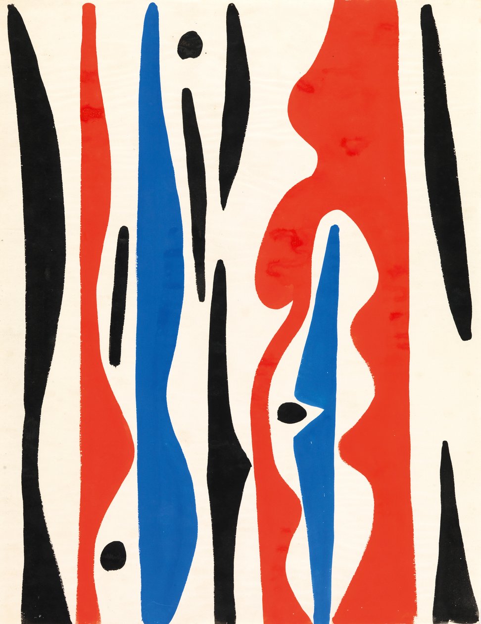 Composizione, 1950 circa (gouache su carta) da Caziel Caziel