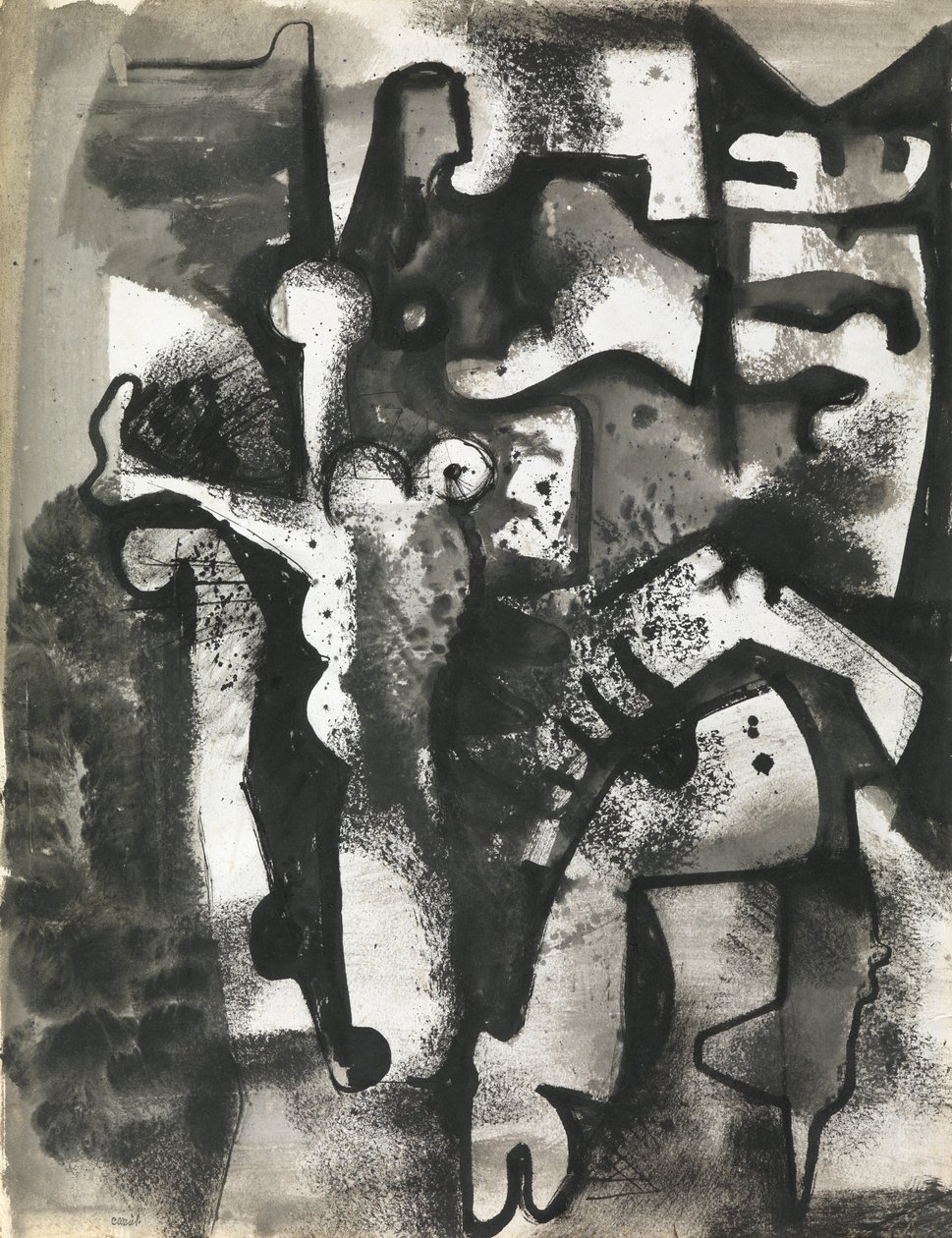 Composizione di figure, 1951 circa (inchiostro e lavaggio su carta) da Caziel Caziel