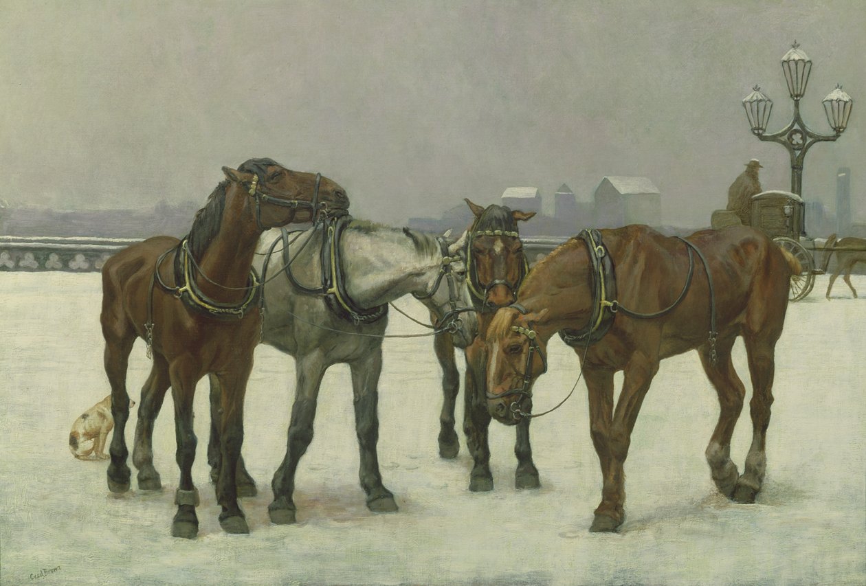 Cavalli da carrozza sulla Senna da Cecil Brown