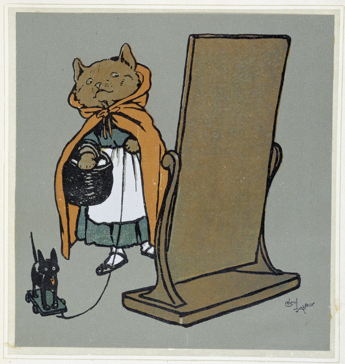 Gatto davanti al suo specchio - disegno di Cecil Aldin da Cecil Charles Windsor Aldin