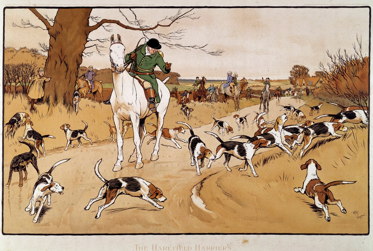 Caccia alla lepre. Acquerello di Cecil Aldin da Cecil Charles Windsor Aldin
