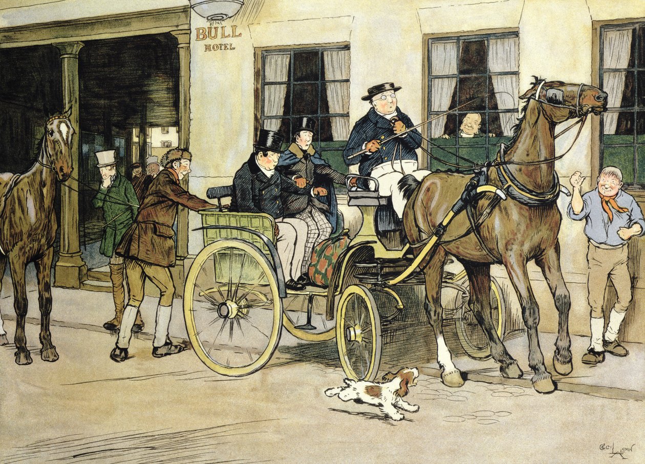 I Pickwickiani partono dal Bull Hotel a Rochester da Cecil Charles Windsor Aldin