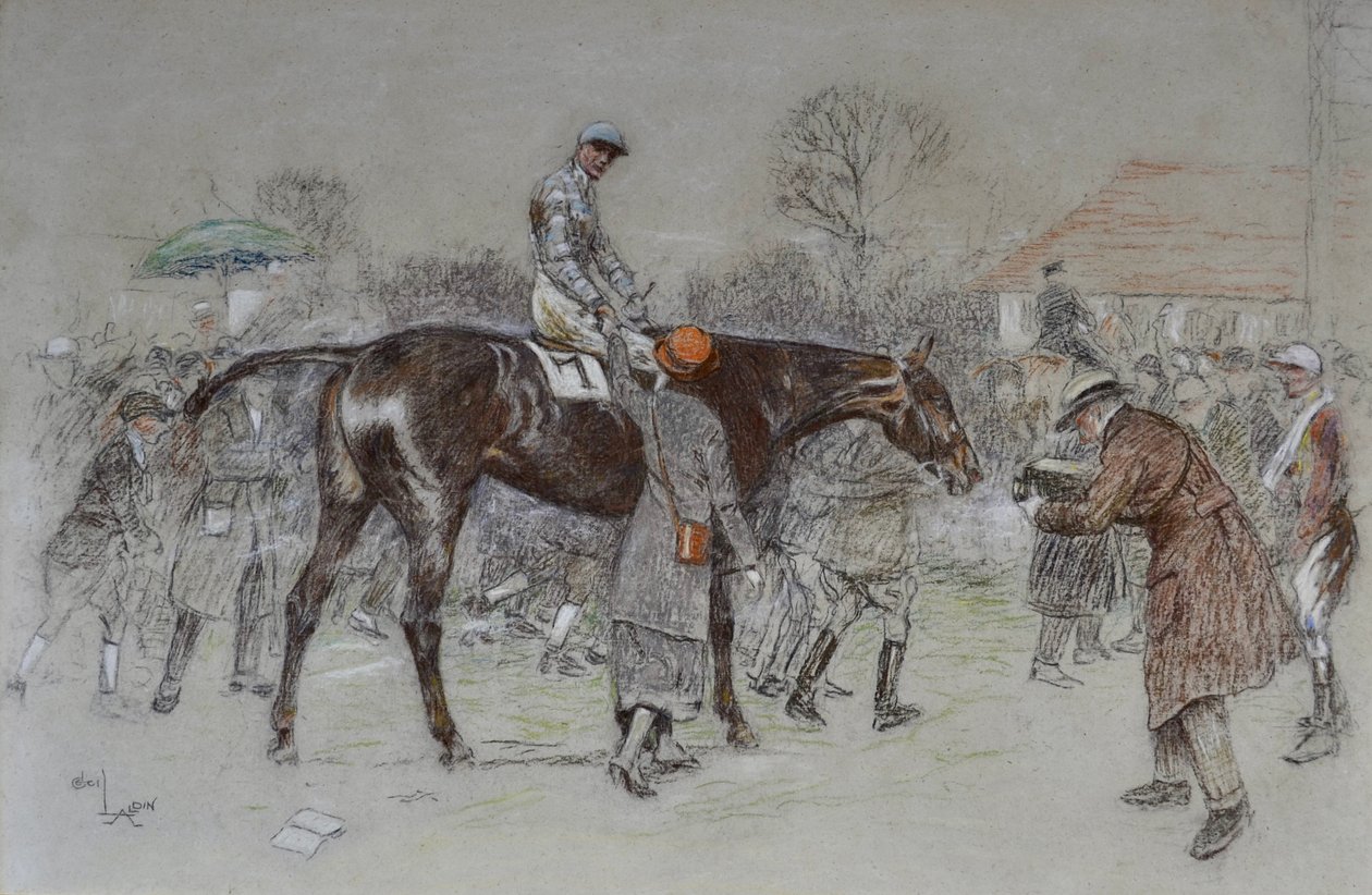 Condurre il vincitore mentre i bookmaker applaudono, c.1920-25 da Cecil Charles Windsor Aldin