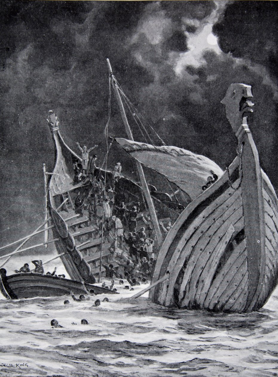 La perdita della Nave Bianca nel 1120, illustrazione da 