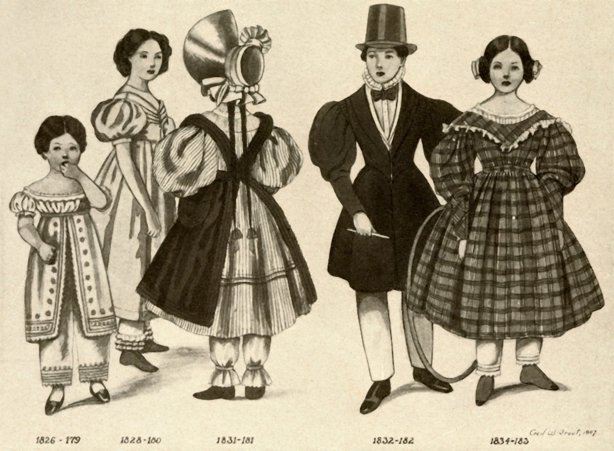 Abbigliamento per bambini dal 1820 al 1840, 1907, 1937 da Cecil W. Trout
