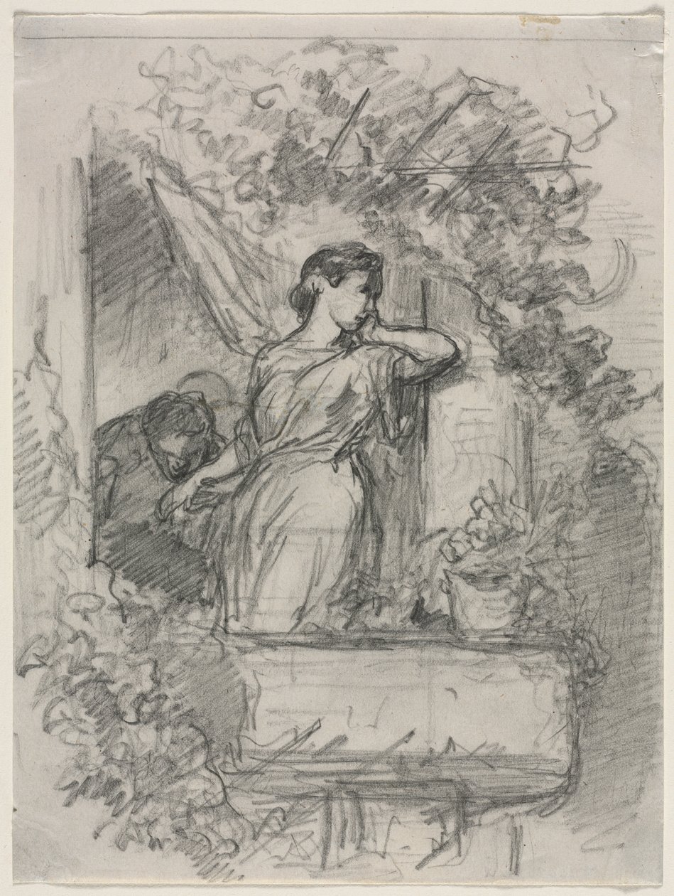 Sul balcone da Celestin Francois Nanteuil