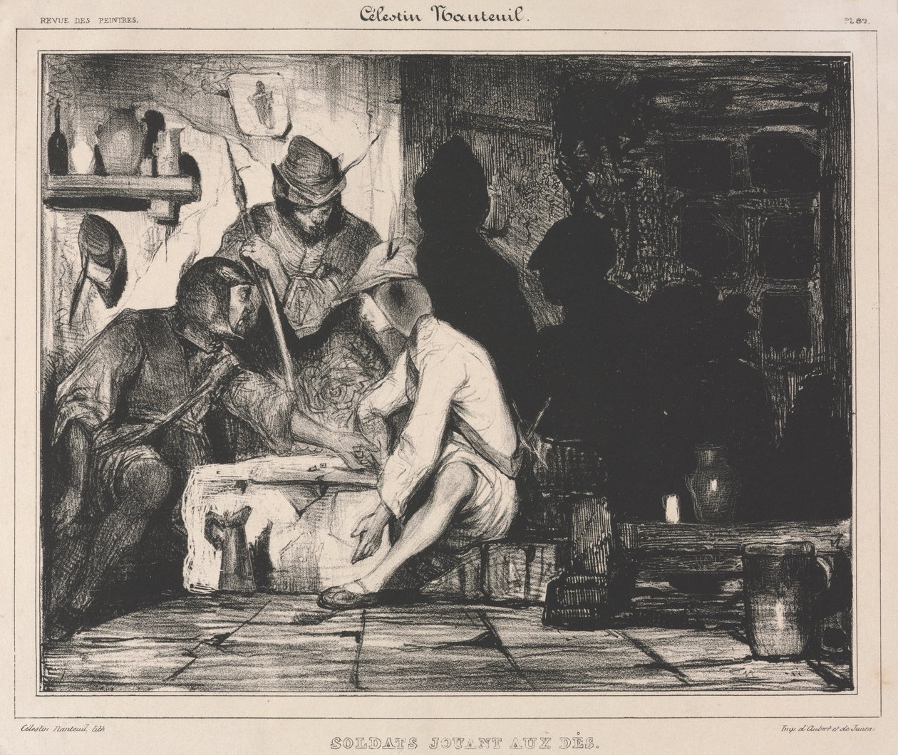 Soldati che giocano a dadi, primi anni 1900 da Celestin Francois Nanteuil