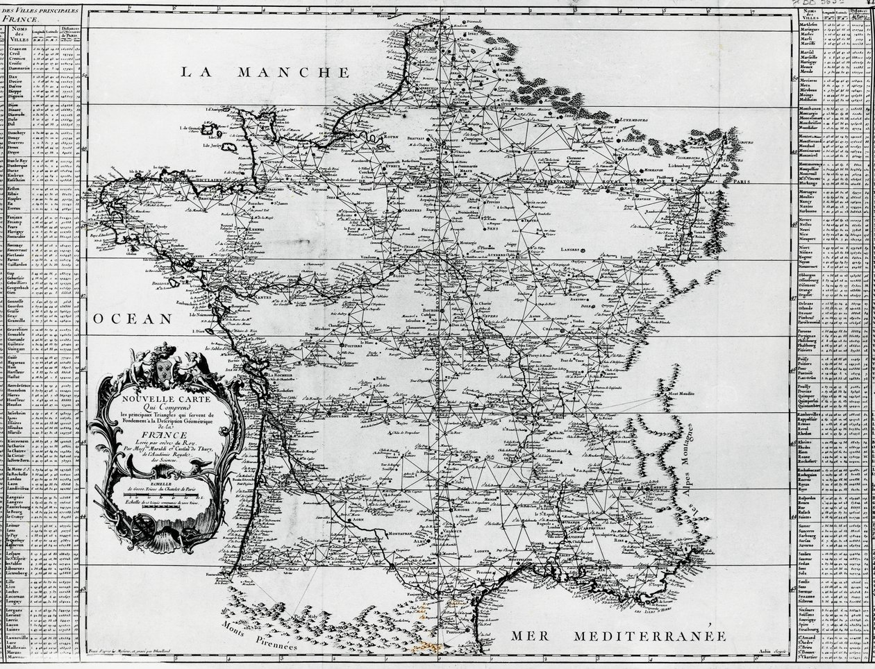 Mappa della Francia, di Giovanni Domenico Maraldi (1709-1788) e Cesar-Francois Cassini de Thury o Cassini III (1714-1784), Francia da Cesar Francois Cassini de Thury
