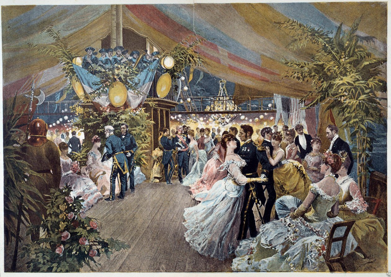 Un ballo a bordo di un transatlantico. Illustrazione di Cesare Detti da Cesare Auguste Detti
