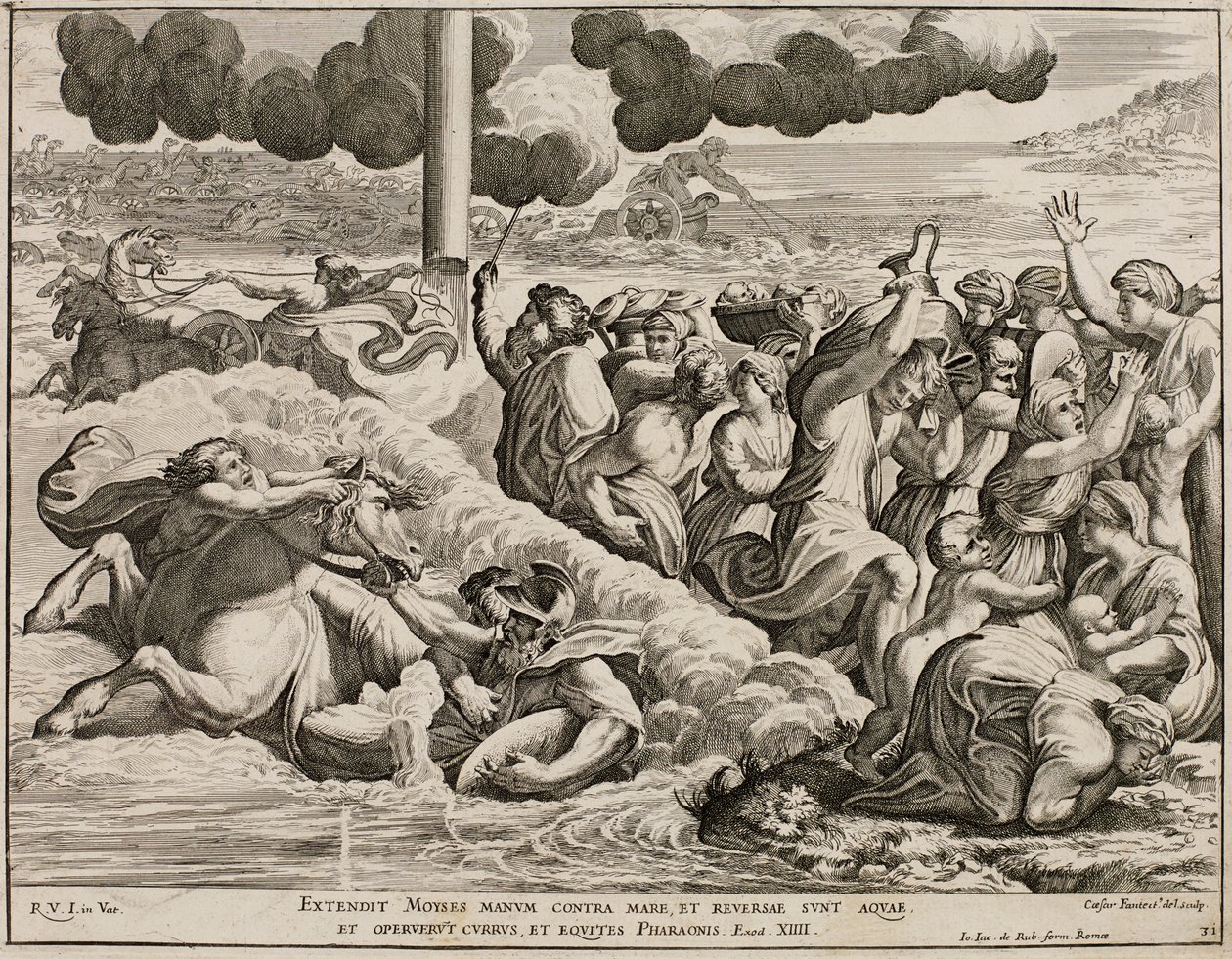 Gli Israeliti attraversano il Mar Rosso dopo un affresco di Raffaello da Cesare Fantetti