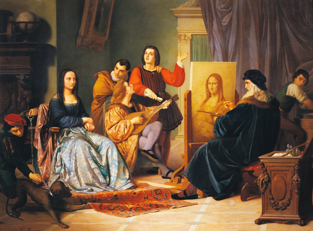 Leonardo da Vinci dipinge la Gioconda di Cesare Maccari (1840-1919) da Cesare Maccari