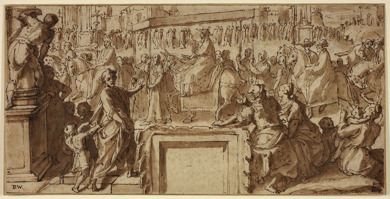 San Carlo Borromeo entra nella città di Pavia: Progetto per una decorazione murale da Cesare Nebbia