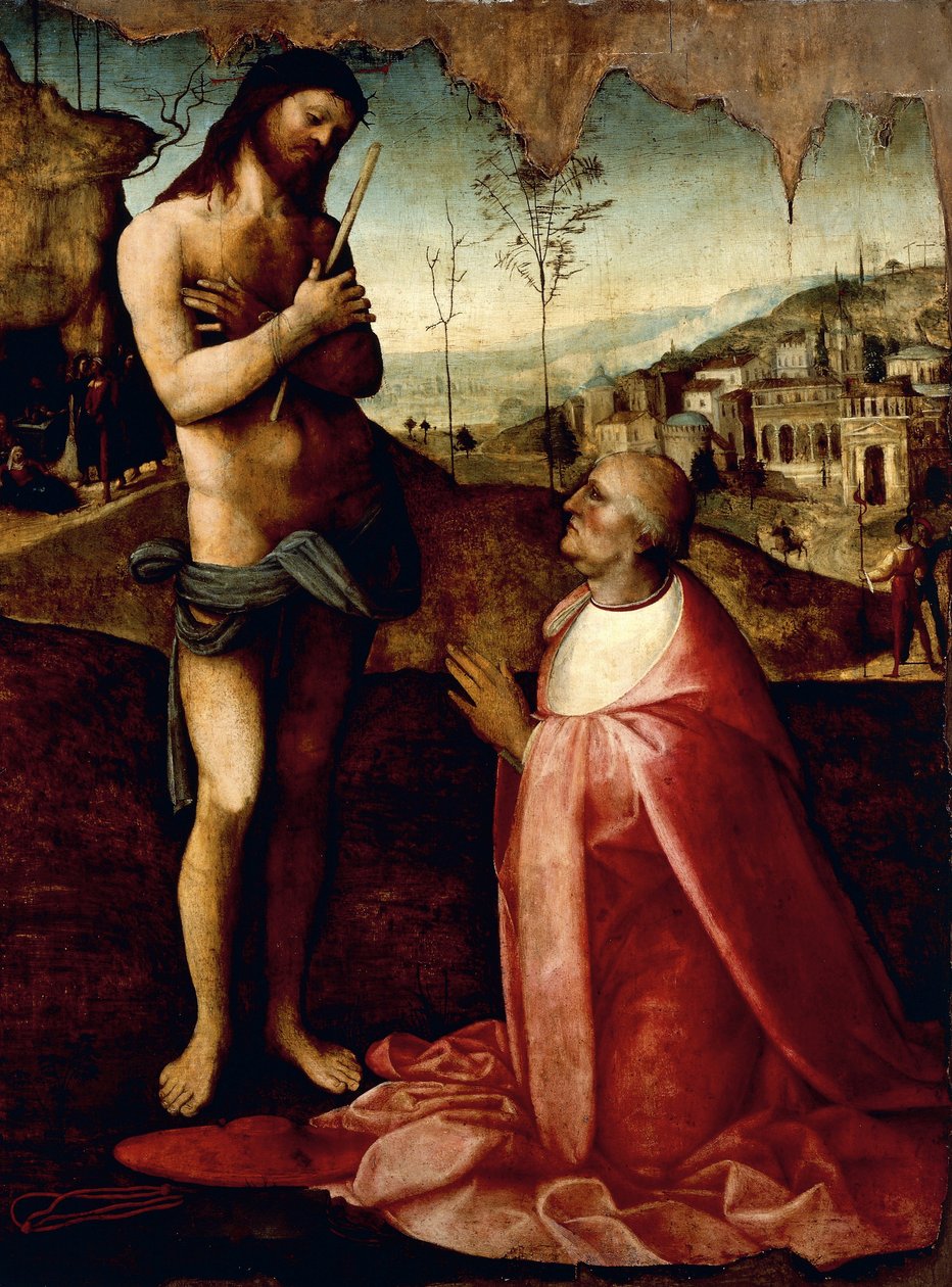 Cristo sofferente e il cardinale Oliviero Carafa in preghiera (dipinto) da Cesare da Sesto