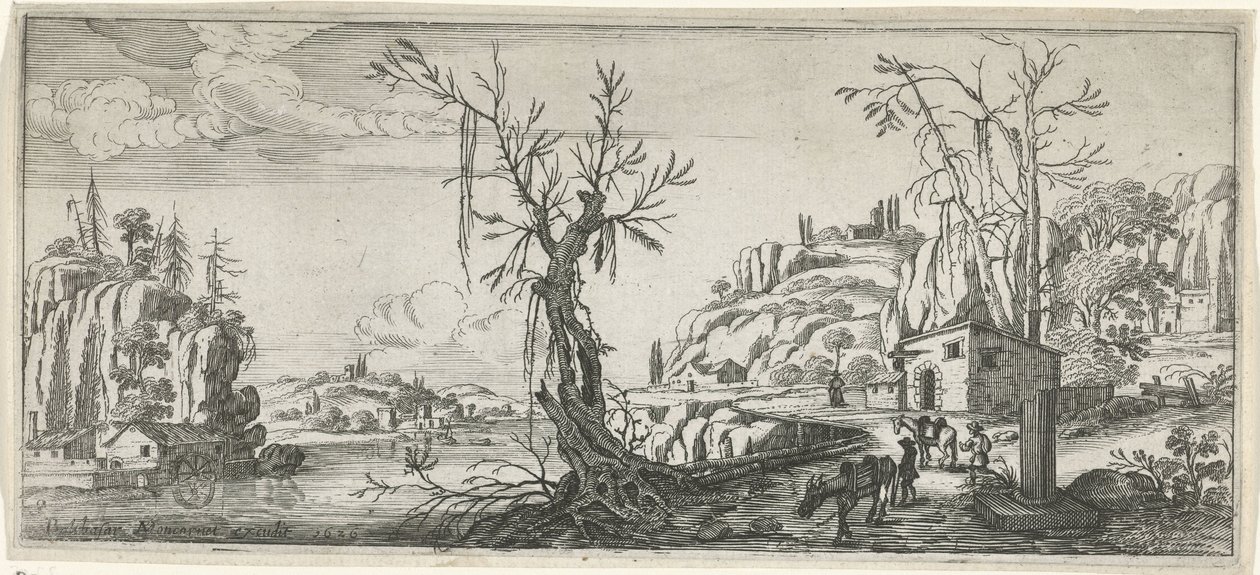 Paesaggio con viaggiatori con asini da soma da Chaerles de Hooch