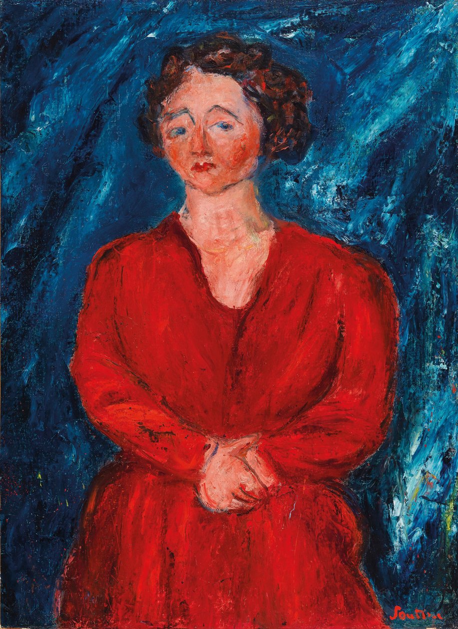 La donna in rosso su sfondo blu da Chaim Soutine