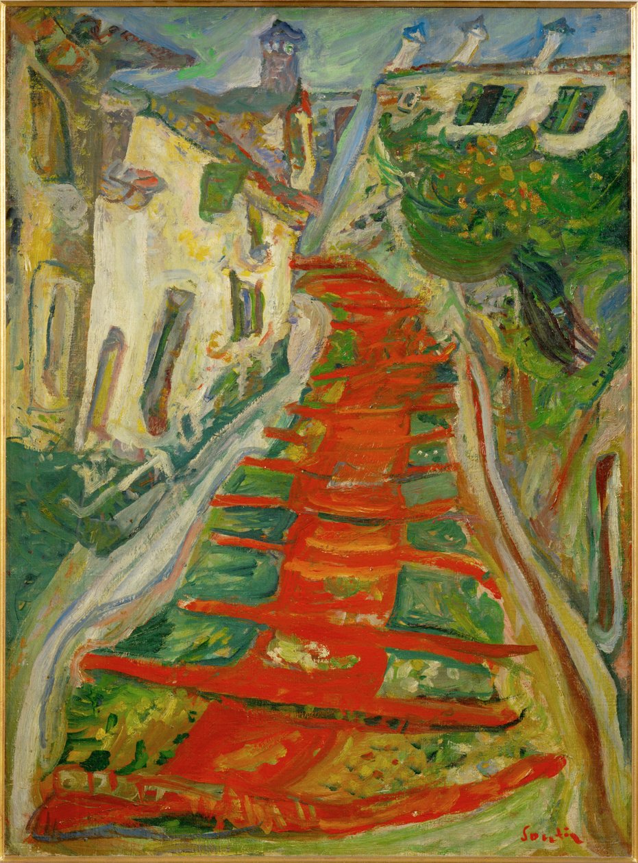Scala rossa a Cagnes (dipinto su tela) da Chaim Soutine