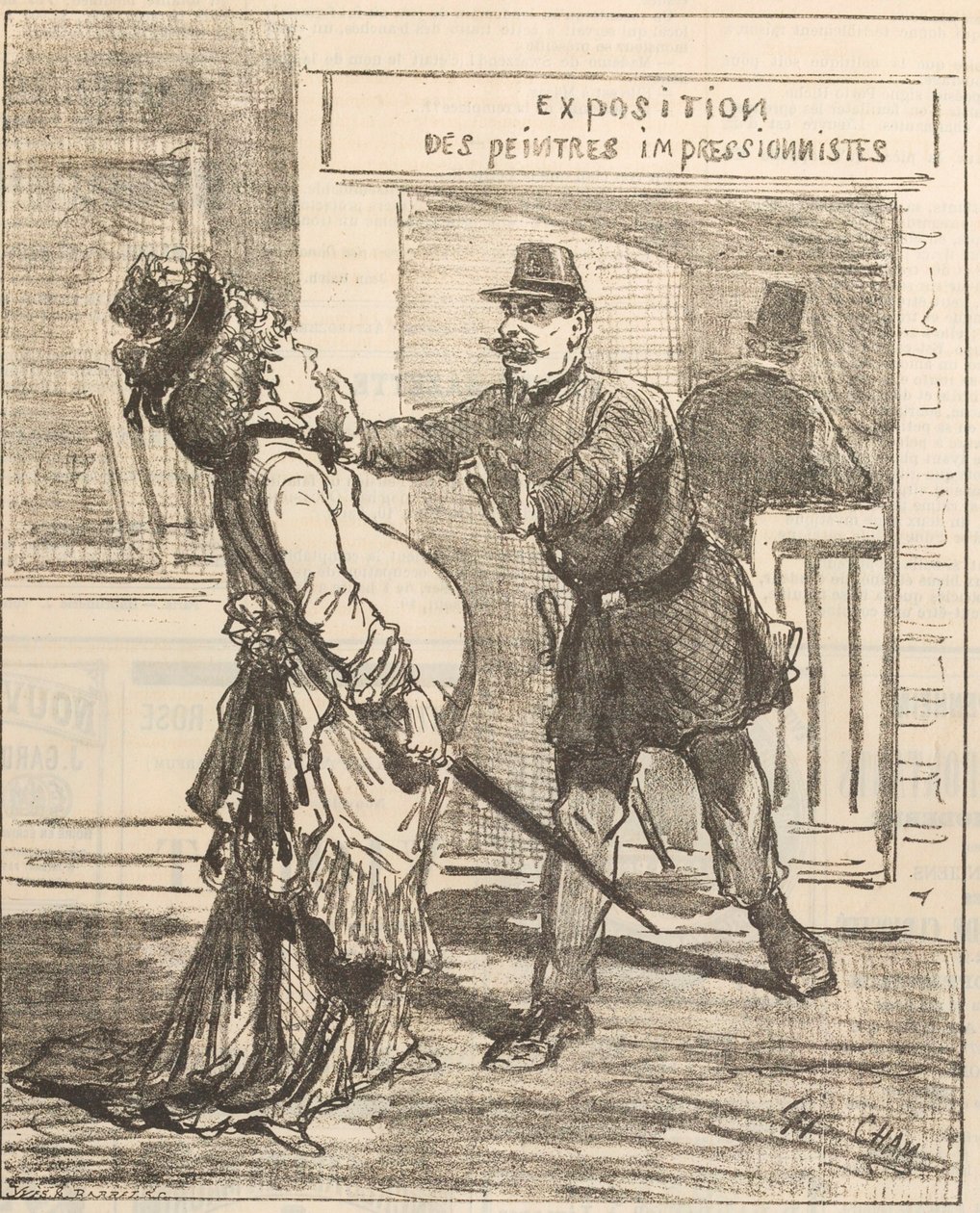 Madame, non è consigliabile entrare! Le Charivari, 16 aprile 1877 da Cham