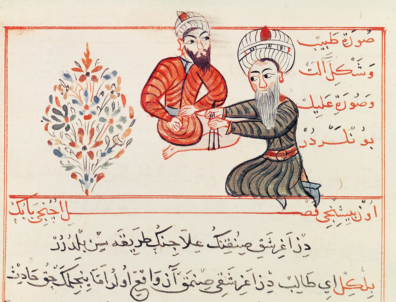 Ms Sup Turc 693 fol. 188 Riduzione o impostazione di un femore fratturato, 1466 da Charaf ed Din