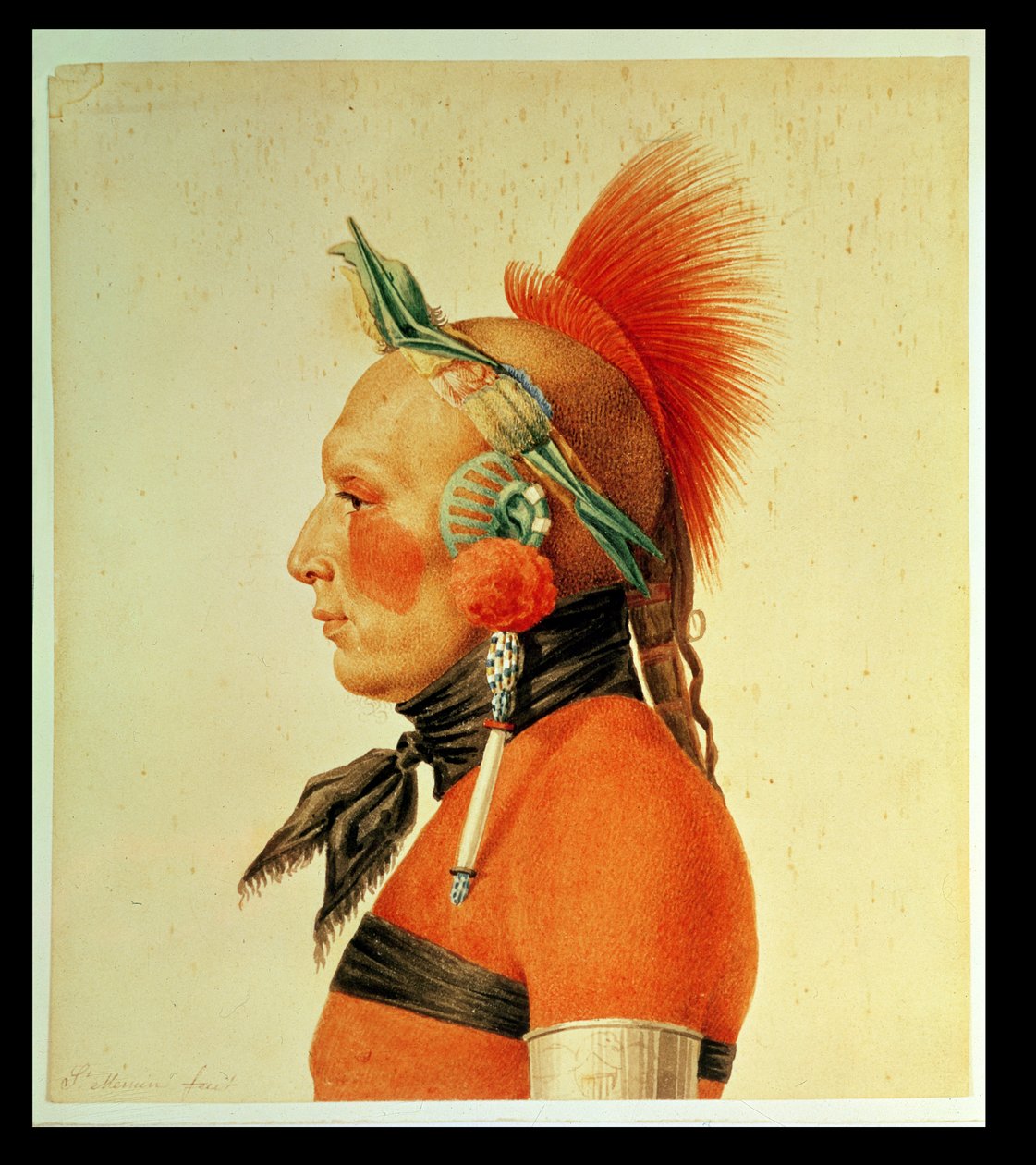 Un guerriero Osage, 1804 da Charles Balthazar Julien Févret de Saint-Mémin