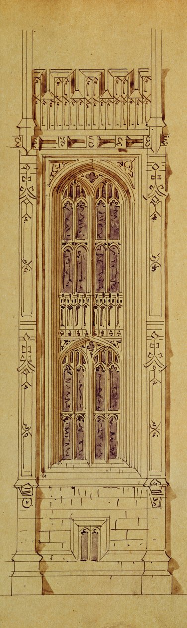 Progetto della torre, da una cartella di disegni del Nuovo Palazzo di Westminster (penna e inchiostro su carta) da Charles Barry