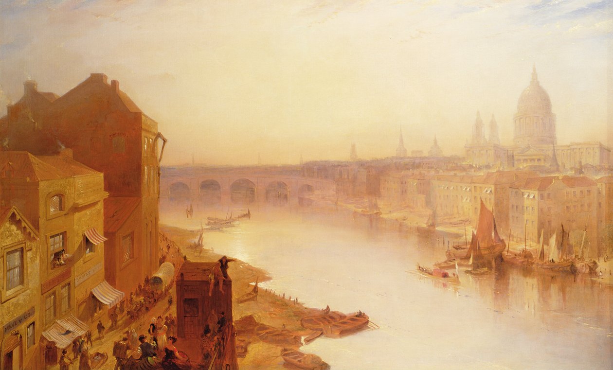 Cattedrale di San Paolo: Da Southwark Bridge, XIX secolo da Charles Claude Pyne