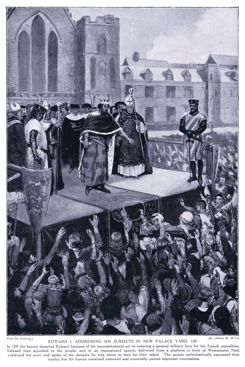Edoardo I che si Rivolge ai suoi Soggetti nel Nuovo Cortile del Palazzo AD1297, anni 1920 da Charles Daniel Ward
