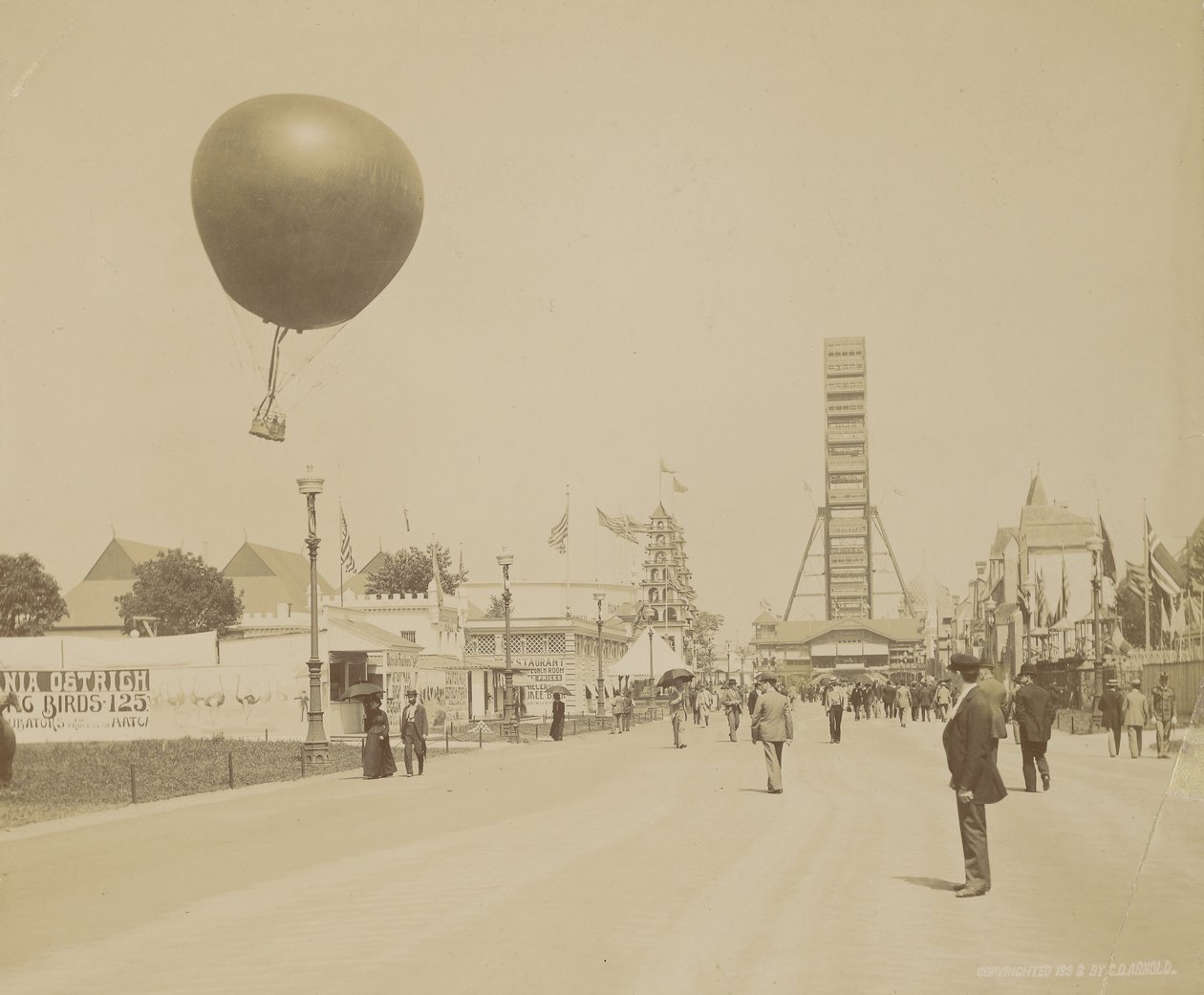 Pallone prigioniero e ruota panoramica, Esposizione Colombiana Mondiale, Chicago da Charles Dudley Arnold